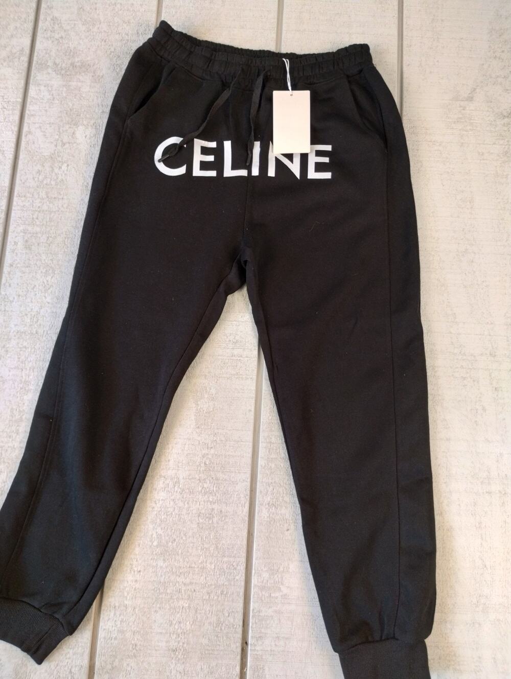 Celine Logo Print Cotton Jogger Sweatpants Mens 2XL Black Streetwear Athleisure